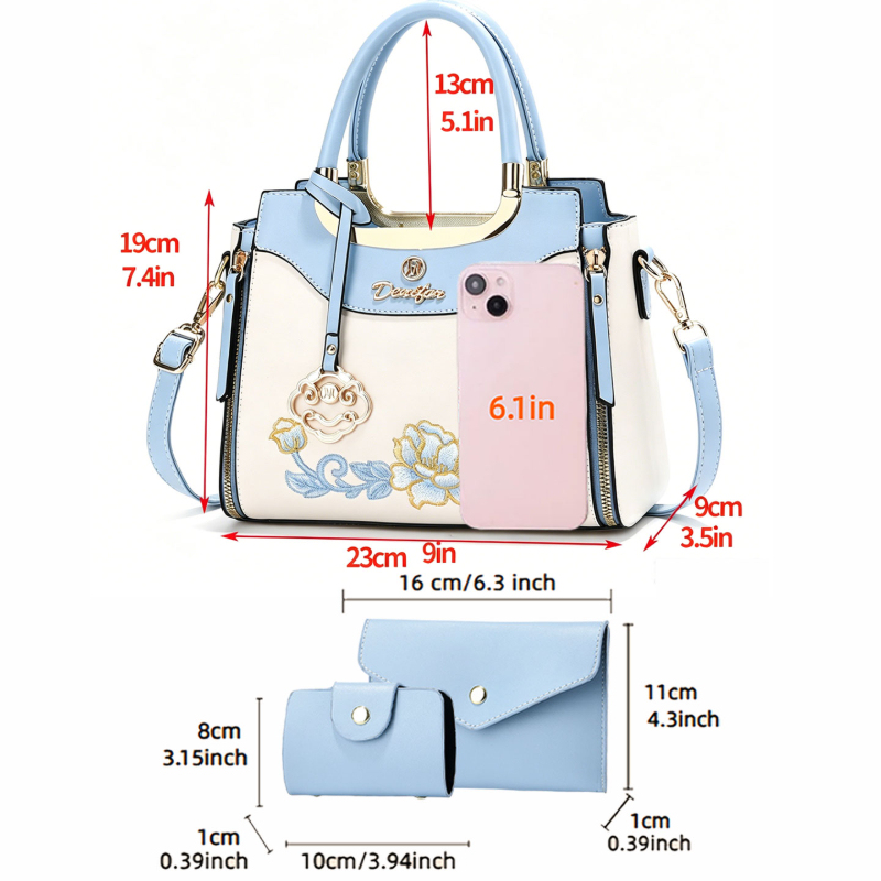 고급 자수 핸드백 3종 세트, 일상 외출, 데이트 및  - Women'S Work Fashion 리뷰 및 가격