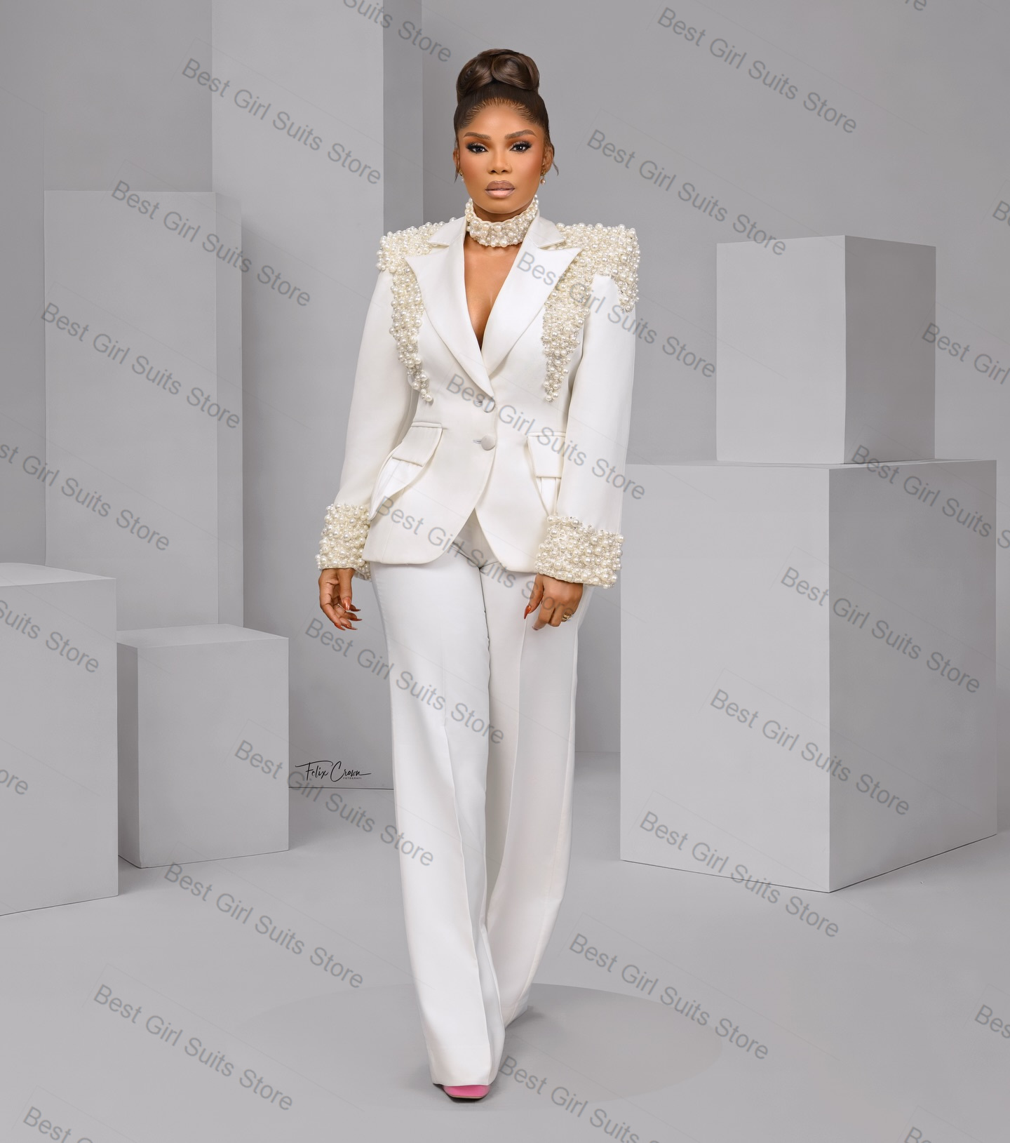 진주 화이트 여성 정장 세트 2피스 블레이저+바지 포멀 - Women Formal Wear Trousers 리뷰 및 가격