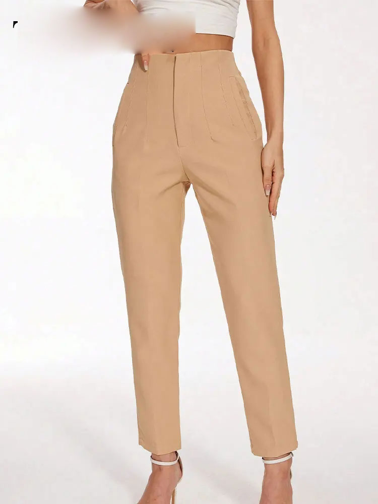 2024 여성 솔리드 트라우저 하이웨이스트 슬림 지퍼  - Women Formal Wear Trousers 리뷰 및 가격