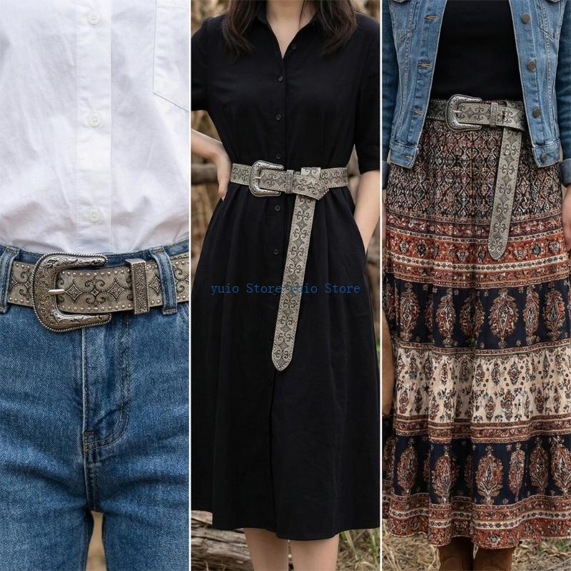 X7XB 복고풍 서양 패턴 리벳 벨트 조절 가능한 걸쇠 - Women Formal Wear Belt 리뷰 및 가격