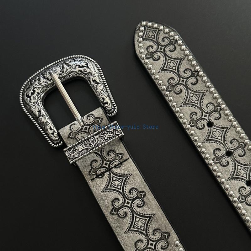 X7XB 복고풍 서양 패턴 리벳 벨트 조절 가능한 걸쇠 - Women Formal Wear Belt 리뷰 및 가격