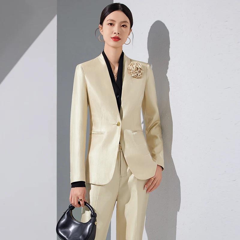 여성용 블레이저 바지 세트, 금색 아플리케, 2024  - Women Formal Wear Trousers 리뷰 및 가격