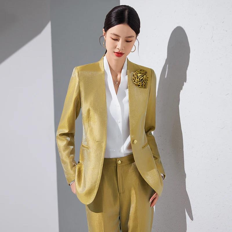 여성용 블레이저 바지 세트, 금색 아플리케, 2024  - Women Formal Wear Trousers 리뷰 및 가격