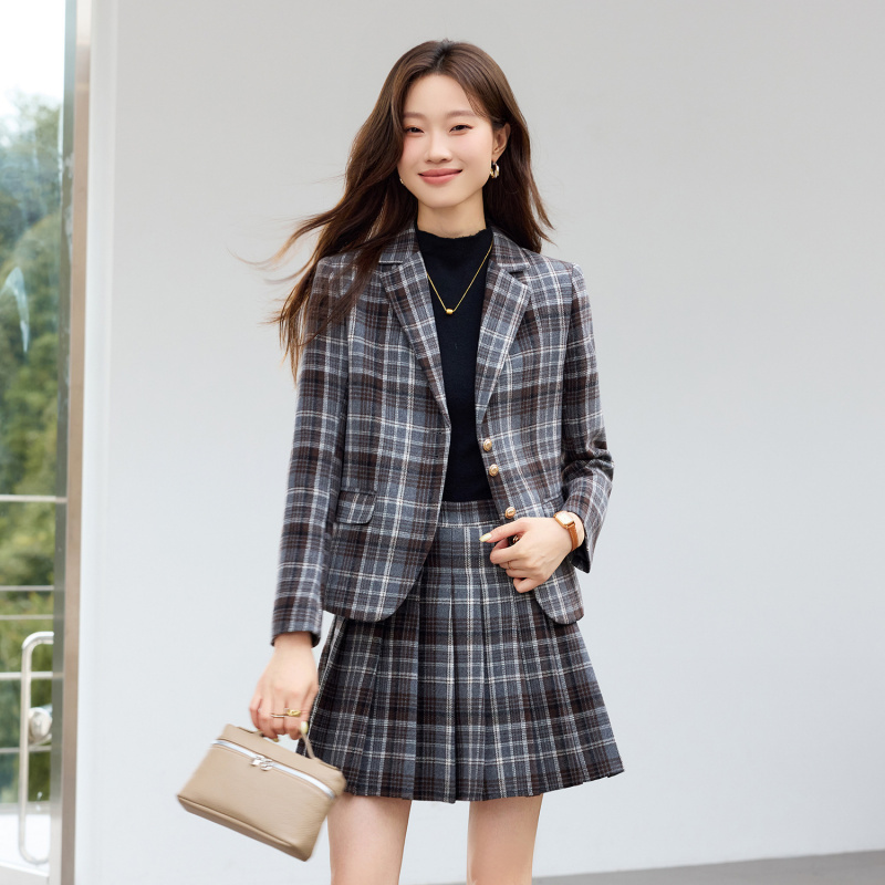 연갈색 체크무늬 정장 신상 체크무늬 정장 여성 캐주얼  - Women Formal Wear Shirts 리뷰 및 가격