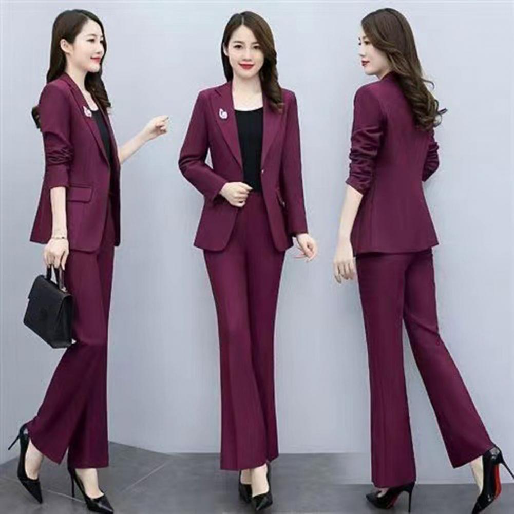 2피스/세트 여성 정장 코트 팬츠 세트 턴다운 칼라 긴 - Women Formal Wear Trousers 리뷰 및 가격