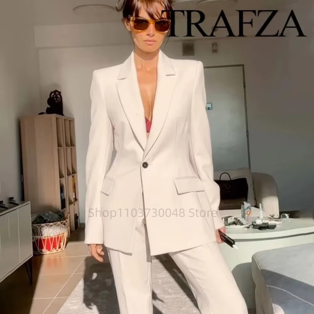 패션 오피스 여성 블레이저 및 바지 정장 세트, 화이트 - Women Formal Wear Trousers 리뷰 및 가격
