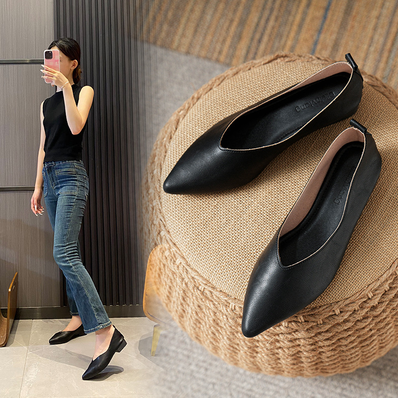 봄과 가을 패션 새로운 스퀘어 헤드 부드러운 가죽 작업 - Women'S Work Fashion 리뷰 및 가격