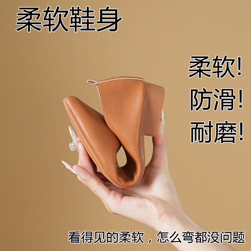 봄과 가을 패션 새로운 스퀘어 헤드 부드러운 가죽 작업 - Women'S Work Fashion 리뷰 및 가격